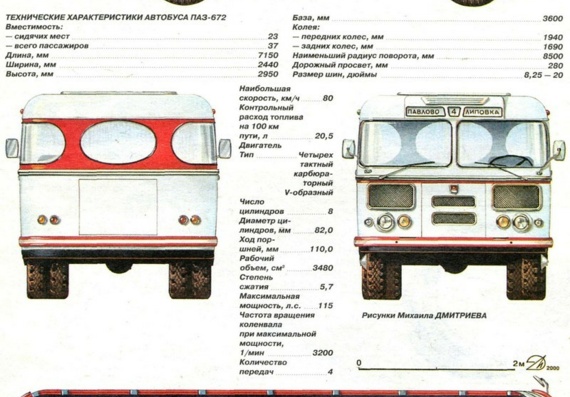 ПАЗ 672 (1968) чертежи (рисунки) грузовика